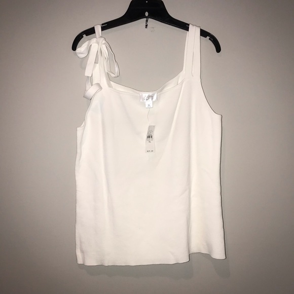 LOFT tie shoulder knit tank white XL NWT - Picture 2 of 4